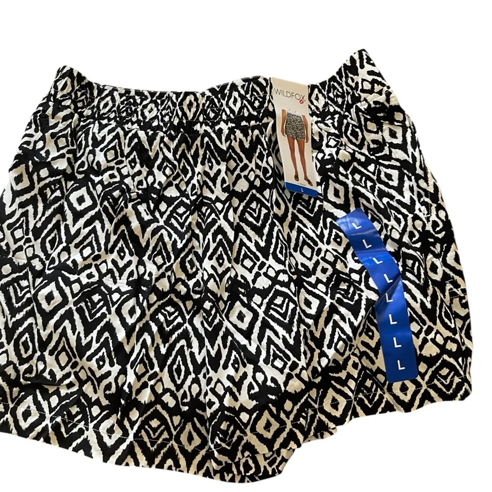 Wildfox Wildfox Geometric Print Black & White Pull On Shorts Size Large